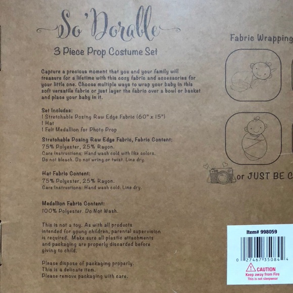 So ‘dorable Newborn 3 Piece Prop Costume Set NEW - Picture 5 of 7